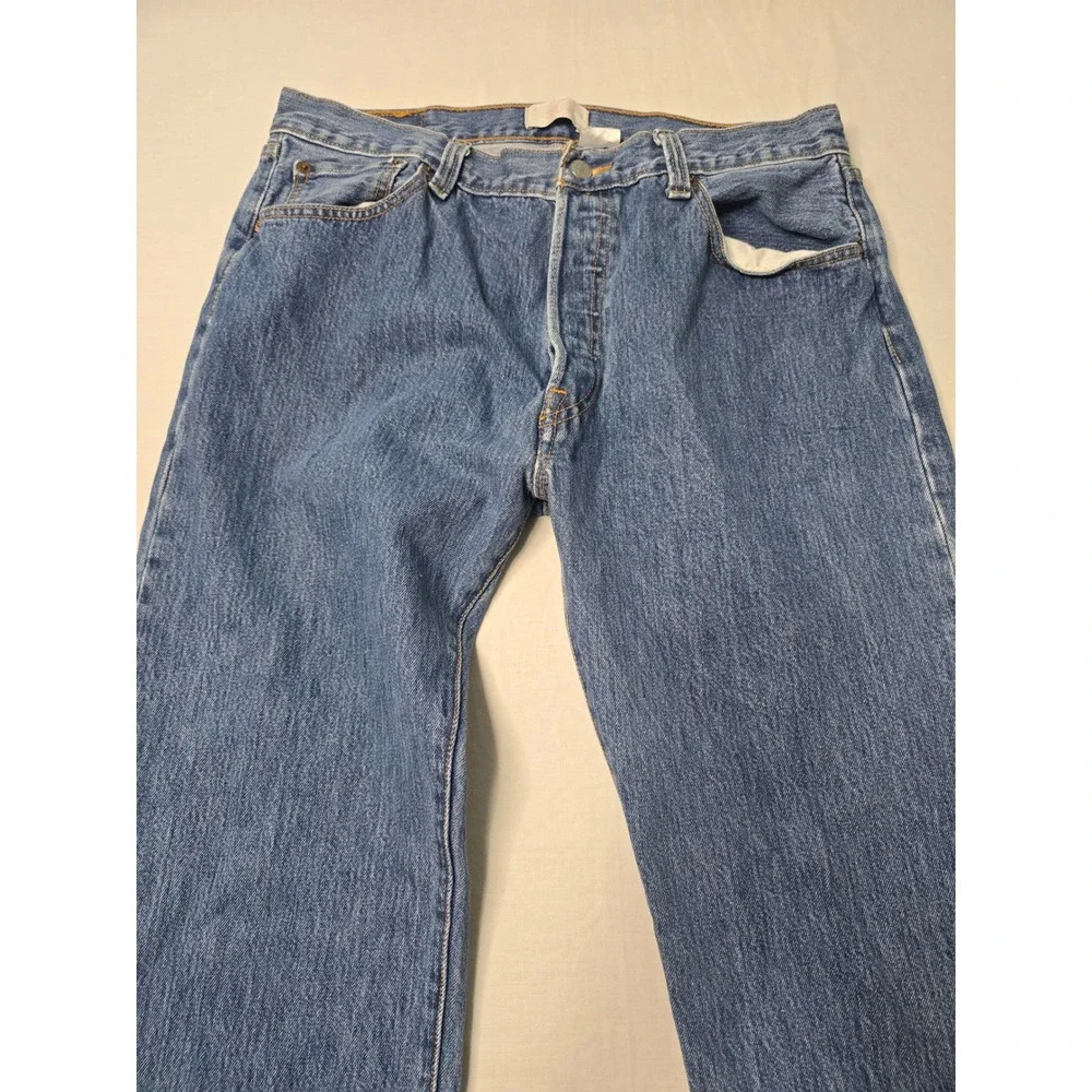 Levis 501 Original Fit Mens 100% Cotton Denim Blue Jeans 36x32 Medium Wash EUC